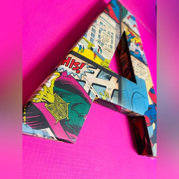 🕷️ Chunky wooden letter Spiderman comics paper Different letters available - Picture 2 of 16